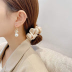 Floral Baguette Pearl 18K Gold Stud Drop Earring Pair For Women Bulk