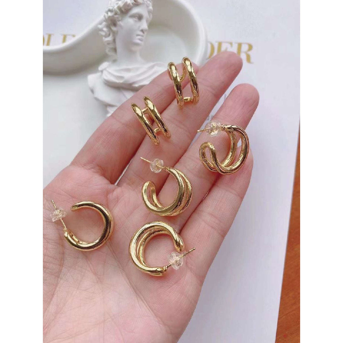 Double Layer 18K Gold Copper Hoop Earring Pair For Women Bulk