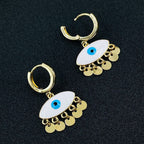 Copper White Gold Evil Eye Enamel Hoop Earring Pair For Women Bulk