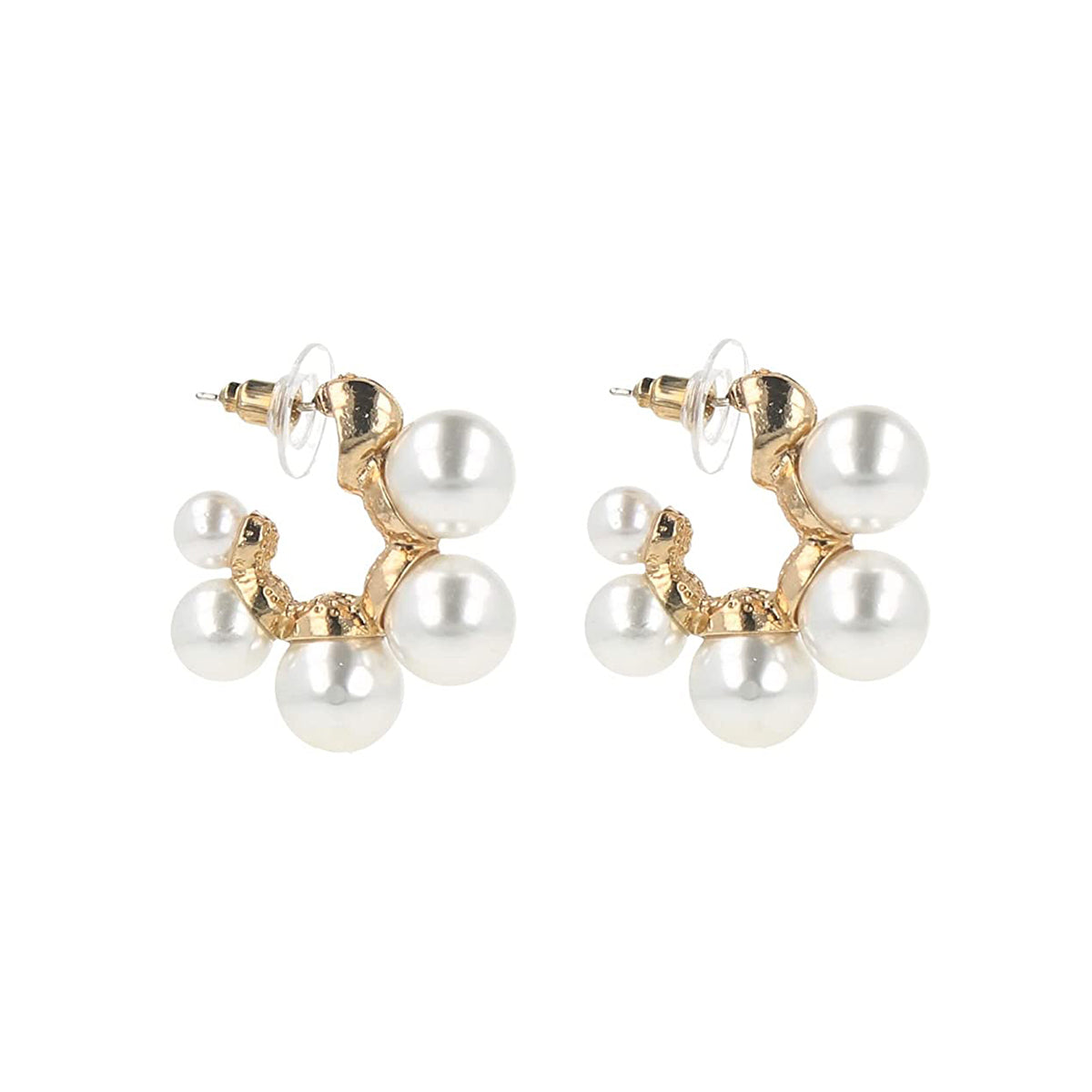 Copper White Gold Pearl Chand Bali Earring Pair For Women Bulk Main image