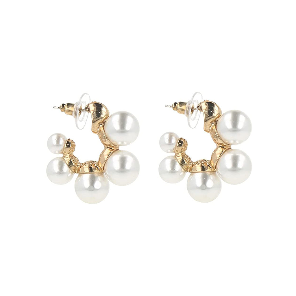 Copper White Gold Pearl Chand Bali Earring Pair For Women Bulk