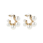 Copper White Gold Pearl Chand Bali Earring Pair For Women Bulk