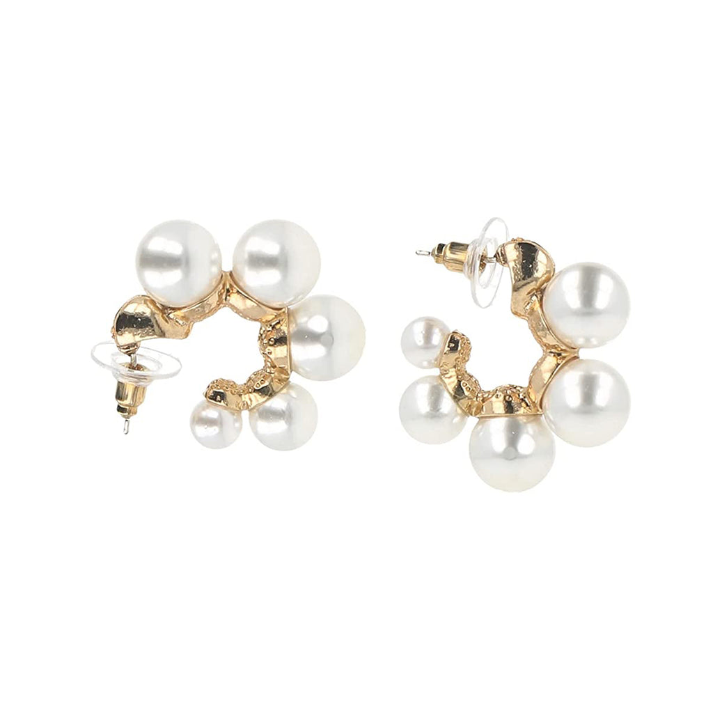 Copper White Gold Pearl Chand Bali Earring Pair For Women Bulk
