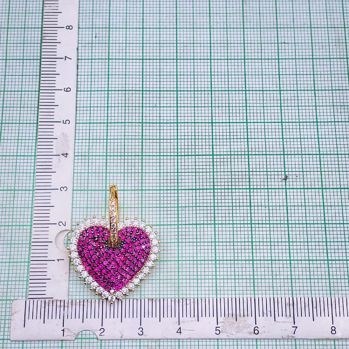 Copper Heart Gold Cubic Zirconia Hoop & Drop Earring Pair Women Bulk