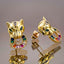 Copper Panther Rainbow Cubic Zirconia 18K Gold Stud Earring Pair Bulk