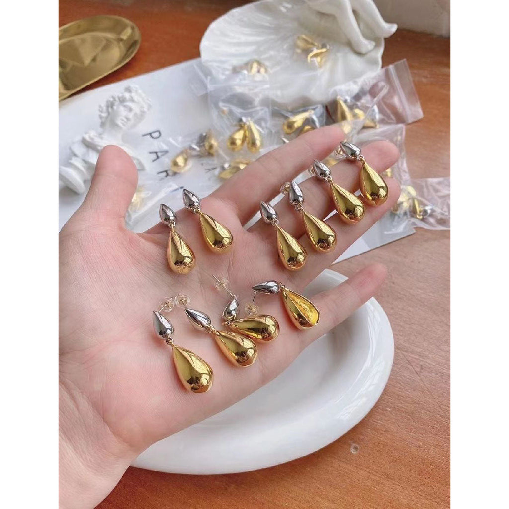 Two Tone Glossy 18K Gold Copper Dangler Drop Earring For Women Bulk
