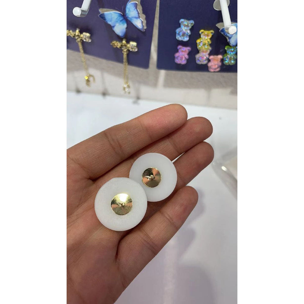 25Mm Round Pearl Stud 18K Gold Copper Stud Earring For Women Bulk