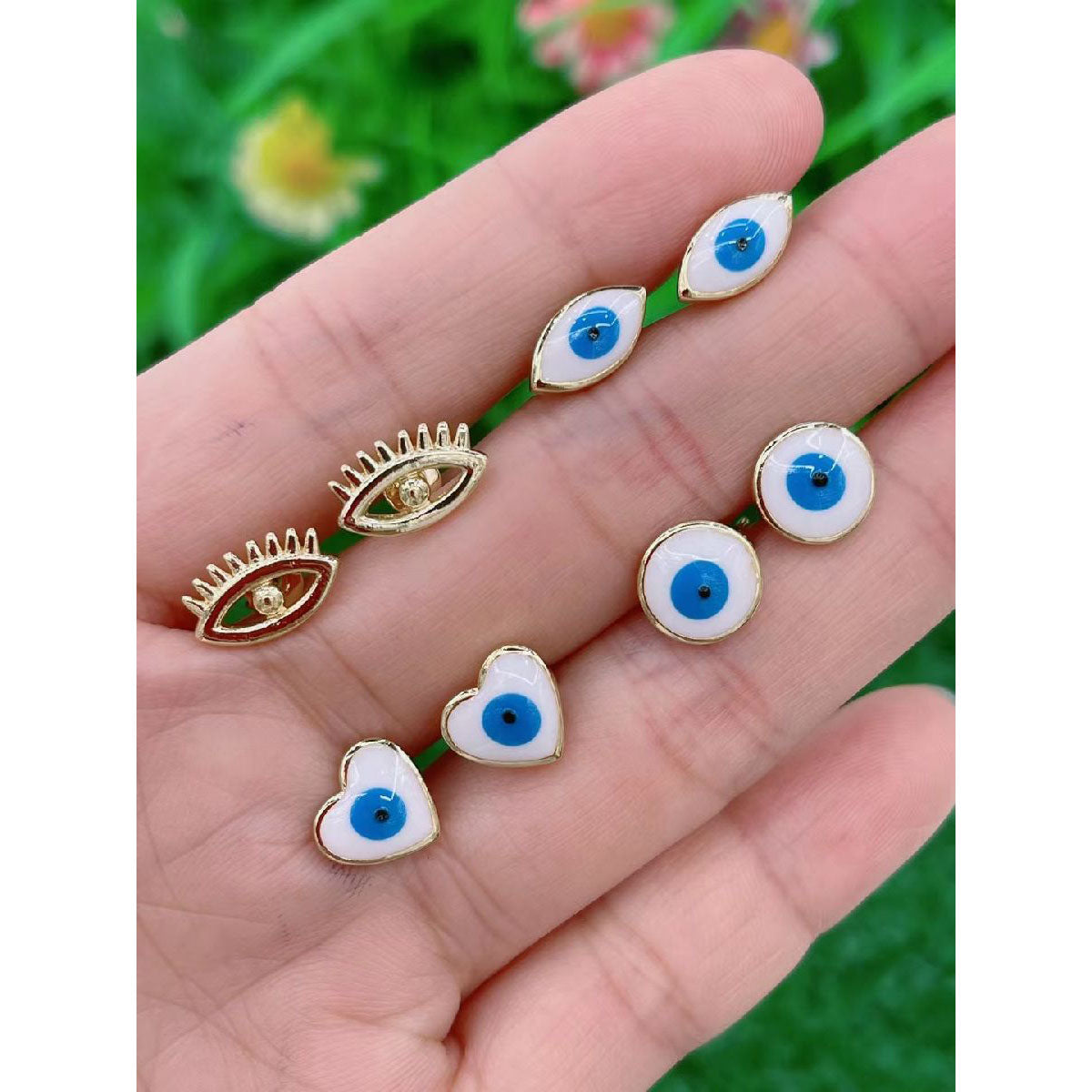Eyelash Evil Eye 18K Gold Copper Stud Earring Pair For Women Bulk