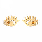 Eyelash Evil Eye 18K Gold Copper Stud Earring Pair For Women Bulk