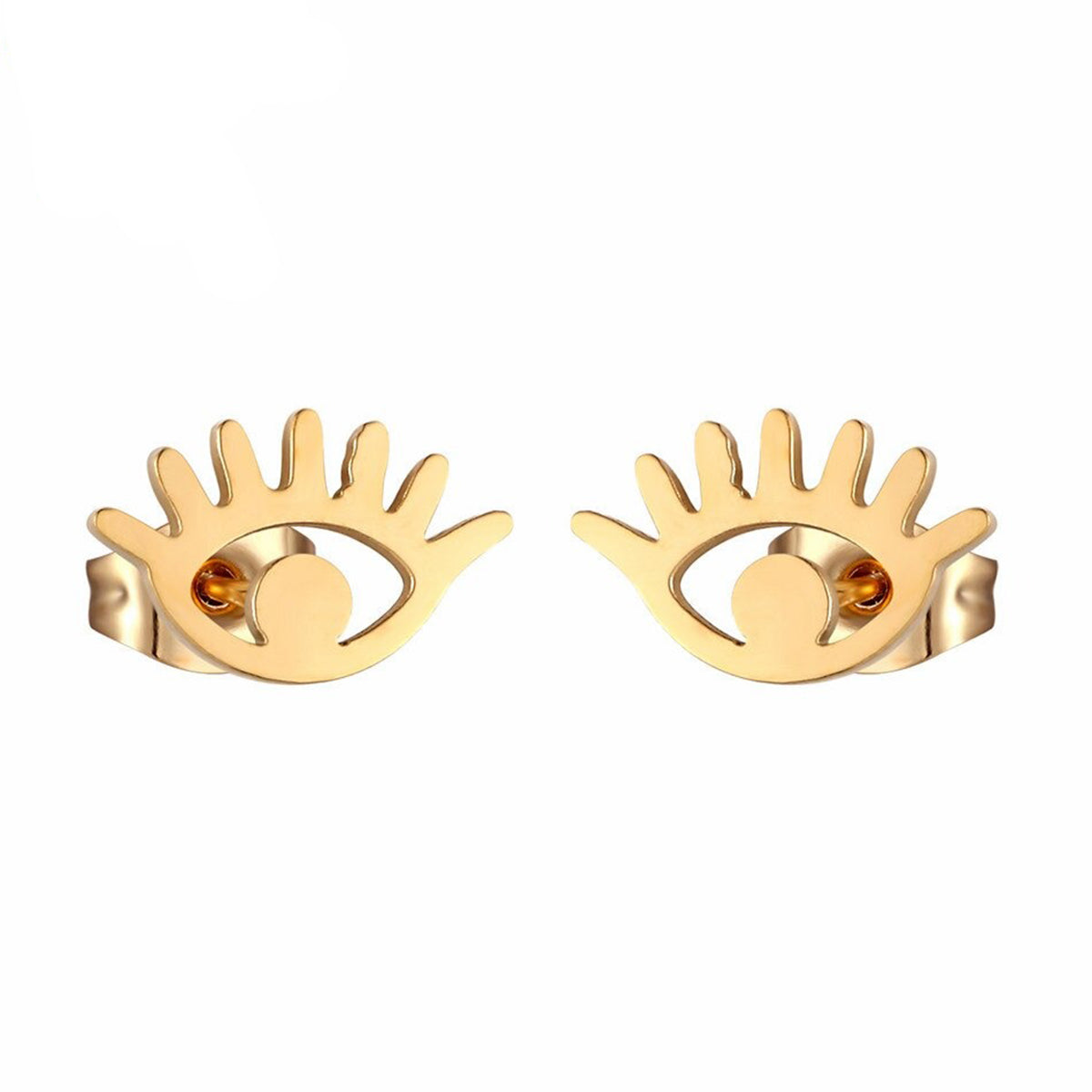 Eyelash Evil Eye 18K Gold Copper Stud Earring Pair For Women Bulk