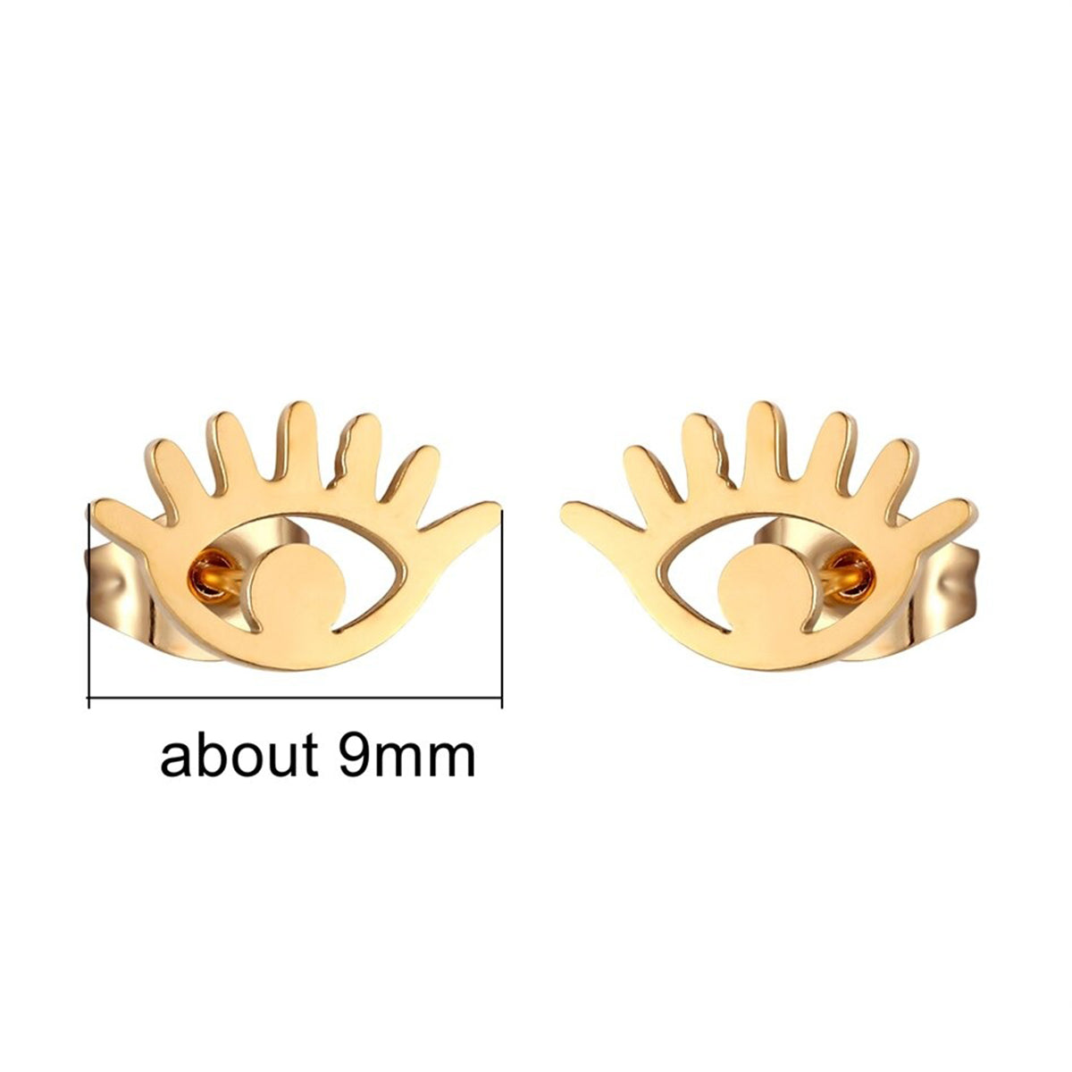 Eyelash Evil Eye 18K Gold Copper Stud Earring Pair For Women Bulk