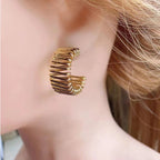 Geometric Mesh 18K Gold Copper Hoop Earring Pair For Women Bulk