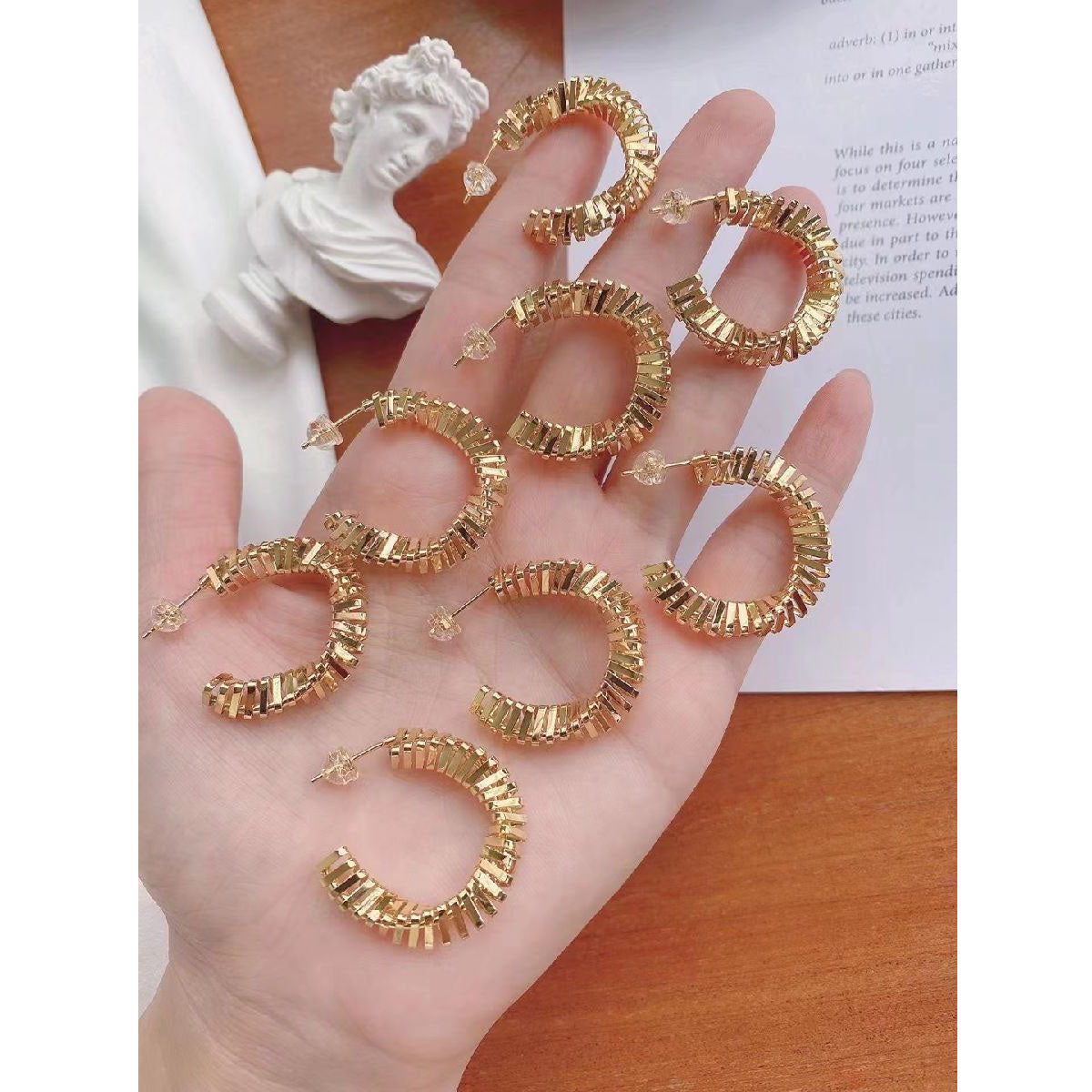 Twisted Mesh 18K Gold Copper Hoop Earring Pair For Women Bulk