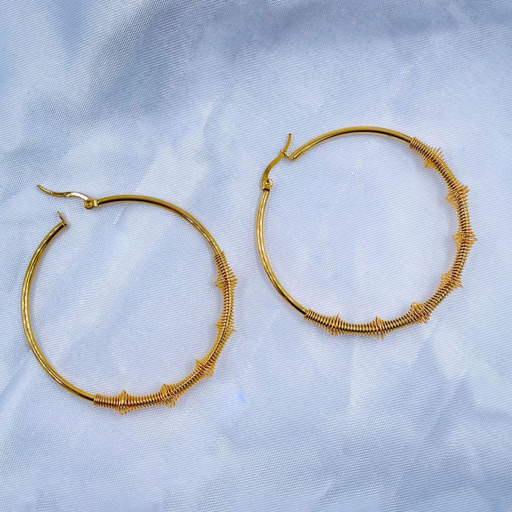Large Wire 18K Gold Stainless Steel Hoop Earring For Women Bulk