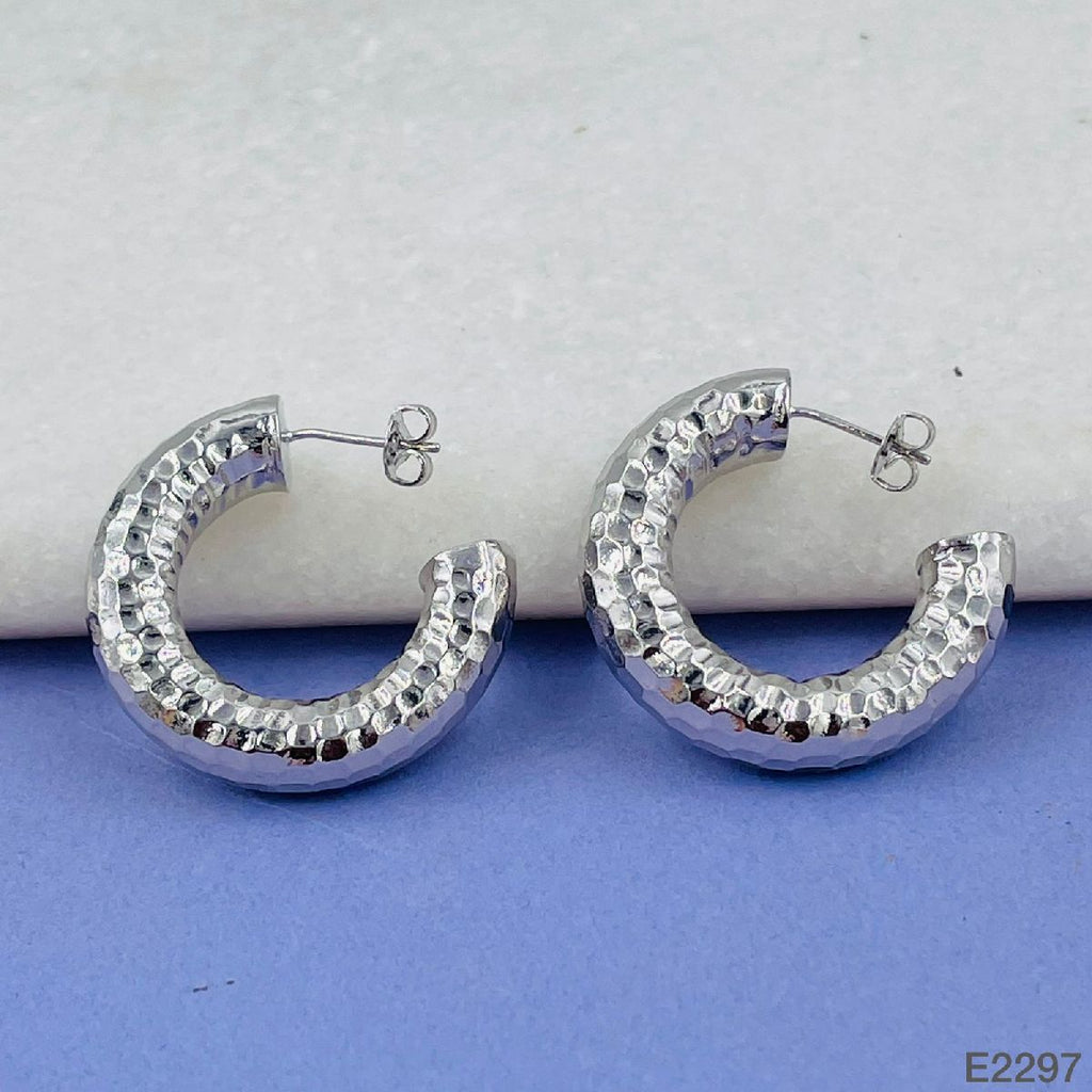Glossy Faceted Platinum Copper Hoop Earring For Women Bulk