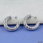Glossy Faceted Platinum Copper Hoop Earring For Women Bulk