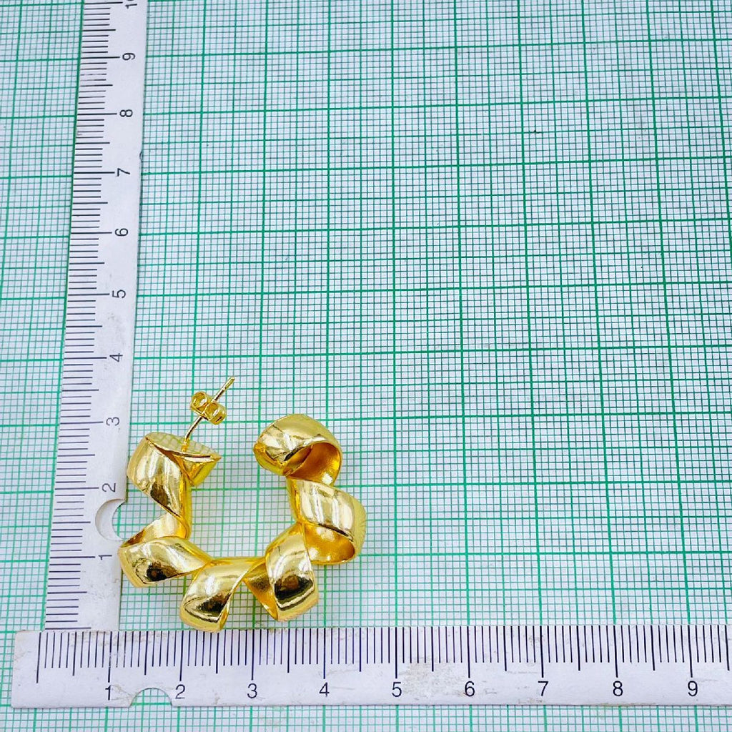 Twisted Curly 18K Gold Anti Tarnish Copper Hoop Earring Pair Bulk