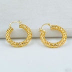 Mesh 18K Gold Anti Tarnish Copper Hoop Earring Pair For Women Bulk