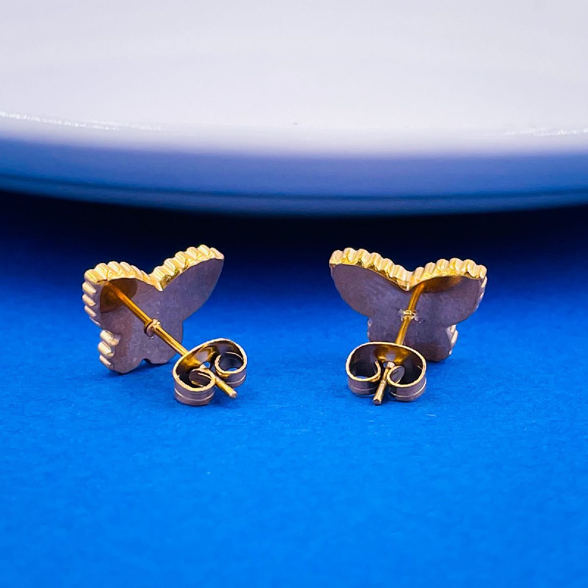 Butterfly Mother Of Pearl Gold Stainless Steel Stud Earring Pair Bulk