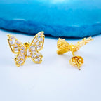 Butterfly Baguette Cubic Zirconia Gold Copper Stud Earring Pair Bulk