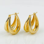 Double Hoop 18K Gold Anti Tarnish Copper Hoop Earring Pair Women Bulk