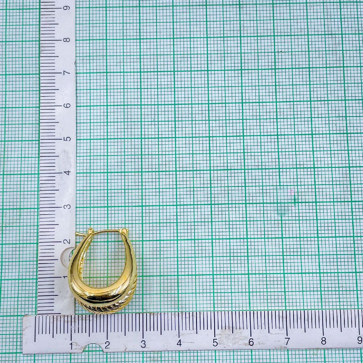 Double Hoop 18K Gold Anti Tarnish Copper Hoop Earring Pair Women Bulk Secondary image