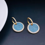 Sky Blue Gold Pave Cubic Zirconia Hoop & Drop Earring Pair Women Bulk