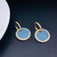 Sky Blue Gold Pave Cubic Zirconia Hoop & Drop Earring Pair Women Bulk