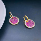 Sky Blue Gold Pave Cubic Zirconia Hoop & Drop Earring Pair Women Bulk