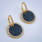 Sky Blue Gold Pave Cubic Zirconia Hoop & Drop Earring Pair Women Bulk