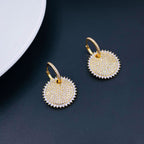 Sky Blue Gold Pave Cubic Zirconia Hoop & Drop Earring Pair Women Bulk