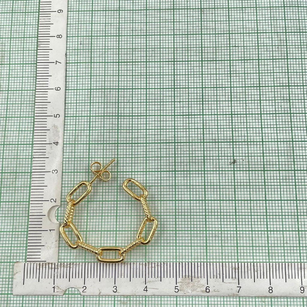 Stainless Steel Link Gold Hoop Earring Pair For Women Bulk