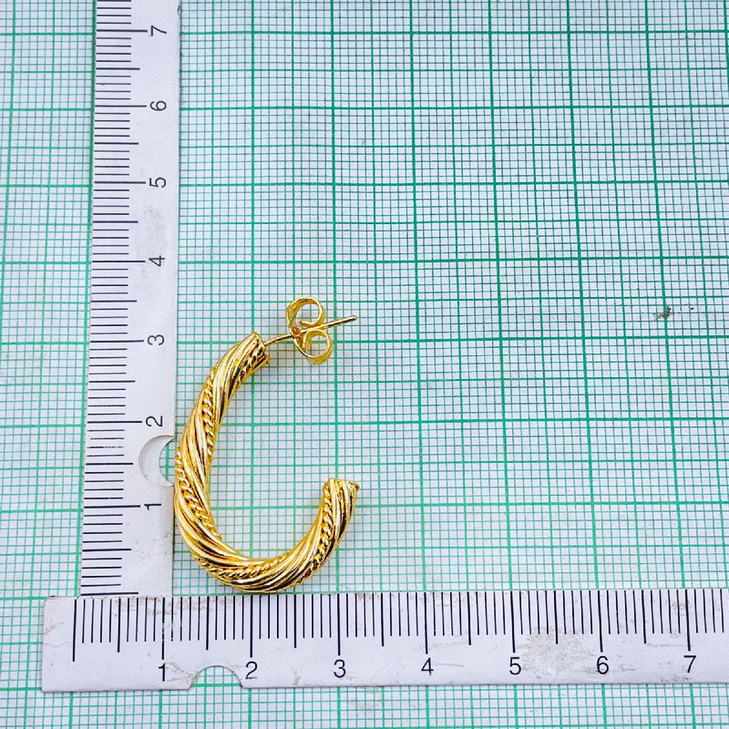 Stainless Steel Link Gold Laser Engraved Hoop Earring Pair Women Bulk