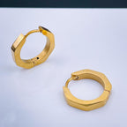 Hexagon Stainless Steel Anti Tarnish 18K Gold Hoop Earring Pair Bulk