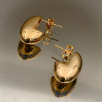 Semi Circle Stainless Steel Anti Tarnish Gold Hoop Earring Pair Bulk