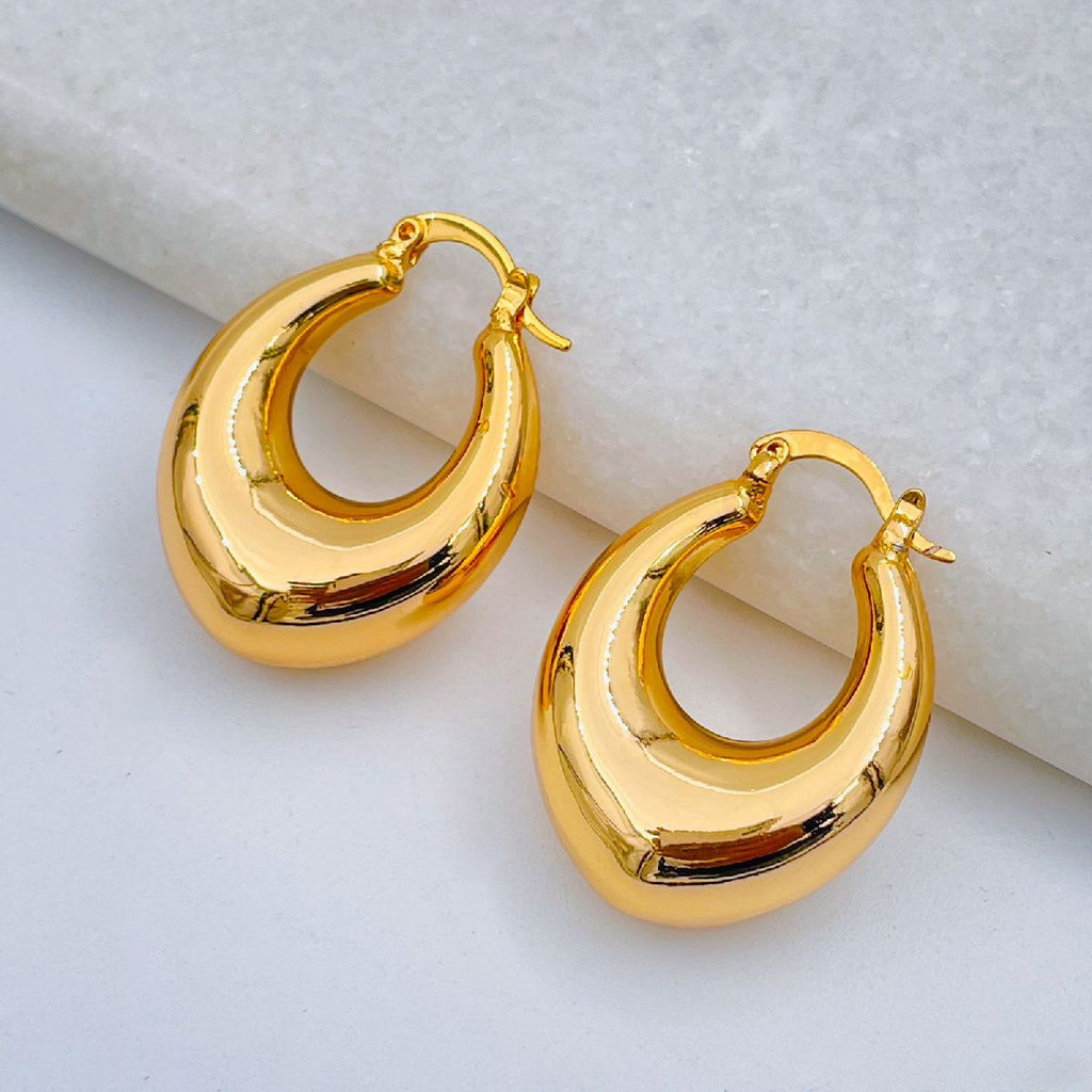 Smart Stainless Steel Anti Tarnish 18K Gold Hoop Earring Pair Bulk