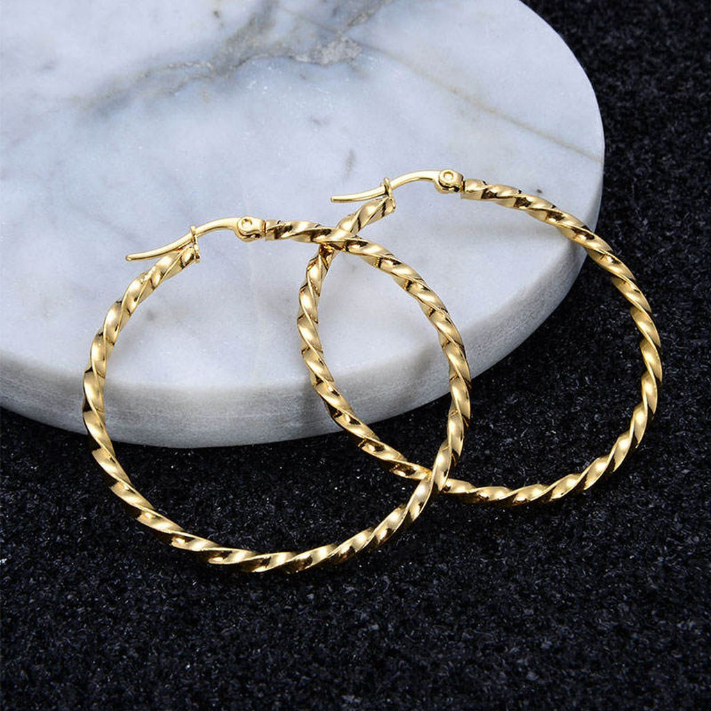Slim Daily Wear 18K Gold Stainless Steel Hoop Earring For Women Bulk