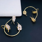 Floral Cubic Zirconia Marquise 18K Gold Copper Ear Cuff Earring Bulk
