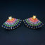 Smart Multi Color Fan Cubic Zirconia Gold Copper Earring Pair Bulk