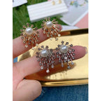 Star Burst Pearl CZ 18K Gold Anti Tarnish Copper Earring Bulk