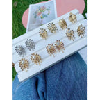 Star Burst Pearl CZ 18K Gold Anti Tarnish Copper Earring Bulk