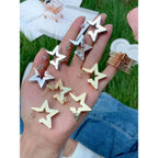 Layered 3D Star Chunky 18K Gold Anti Tarnish Hoop Earring Women Bulk