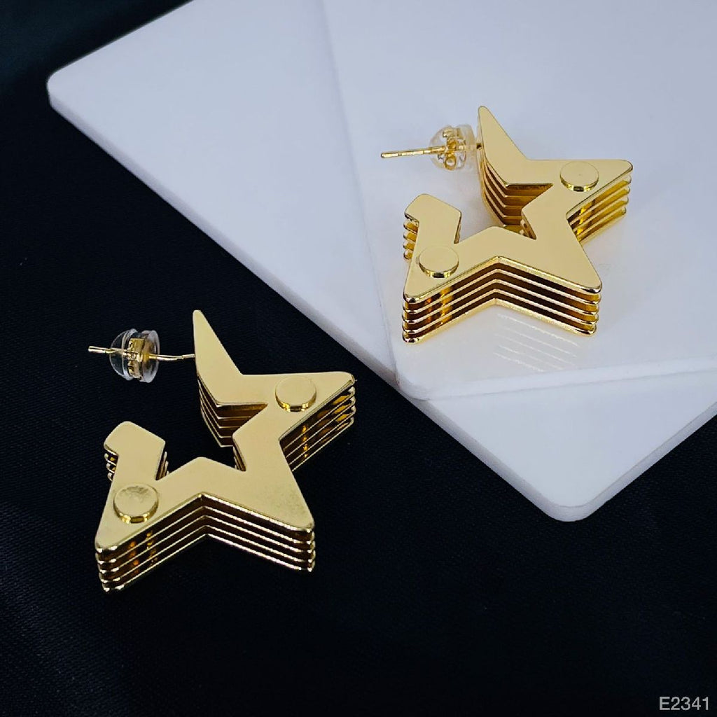 Layered 3D Star Chunky 18K Gold Anti Tarnish Hoop Earring Women Bulk