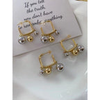 Glossy Balls Two Tone 18K Gold Anti Tarnish Hoop Bali Earrings Bulk