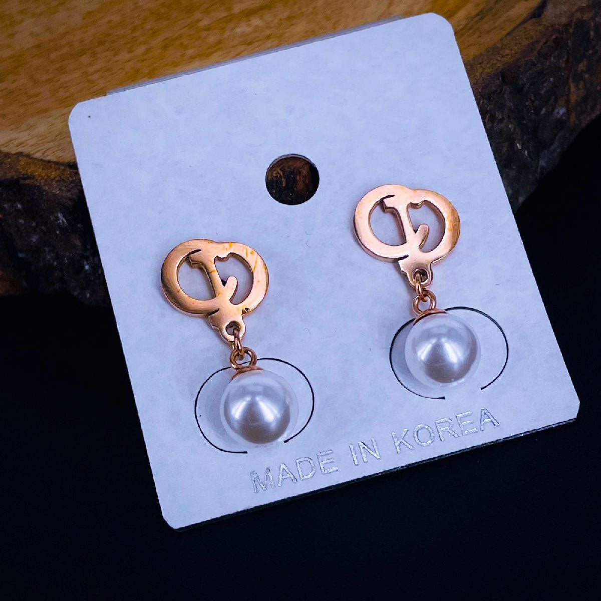 Luxury Rose Gold Pearl Stainless Steel Drop Earring For Women Bulk Main image