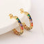 Rainbow Multi Color 24Mm Cubic Zirconia 18K Gold Hoop Earring Bulk