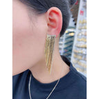 Glossy Silver Cubic Zirconia Long Dangling Chain Earring Women Bulk