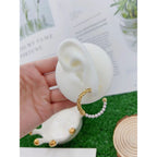 Pearl Wire 18K Gold Hoop Earring Pair For Women Bulk