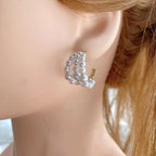 Triple Layer Pearl 18K Gold Huggie Hoop Earring For Women Bulk