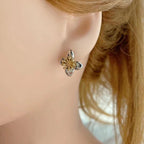 Glossy Leaf Flower Silver Stud Earring For Women Bulk